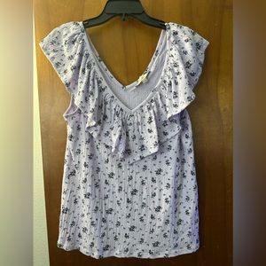 LOFT light purple off shoulder floral top in a size large